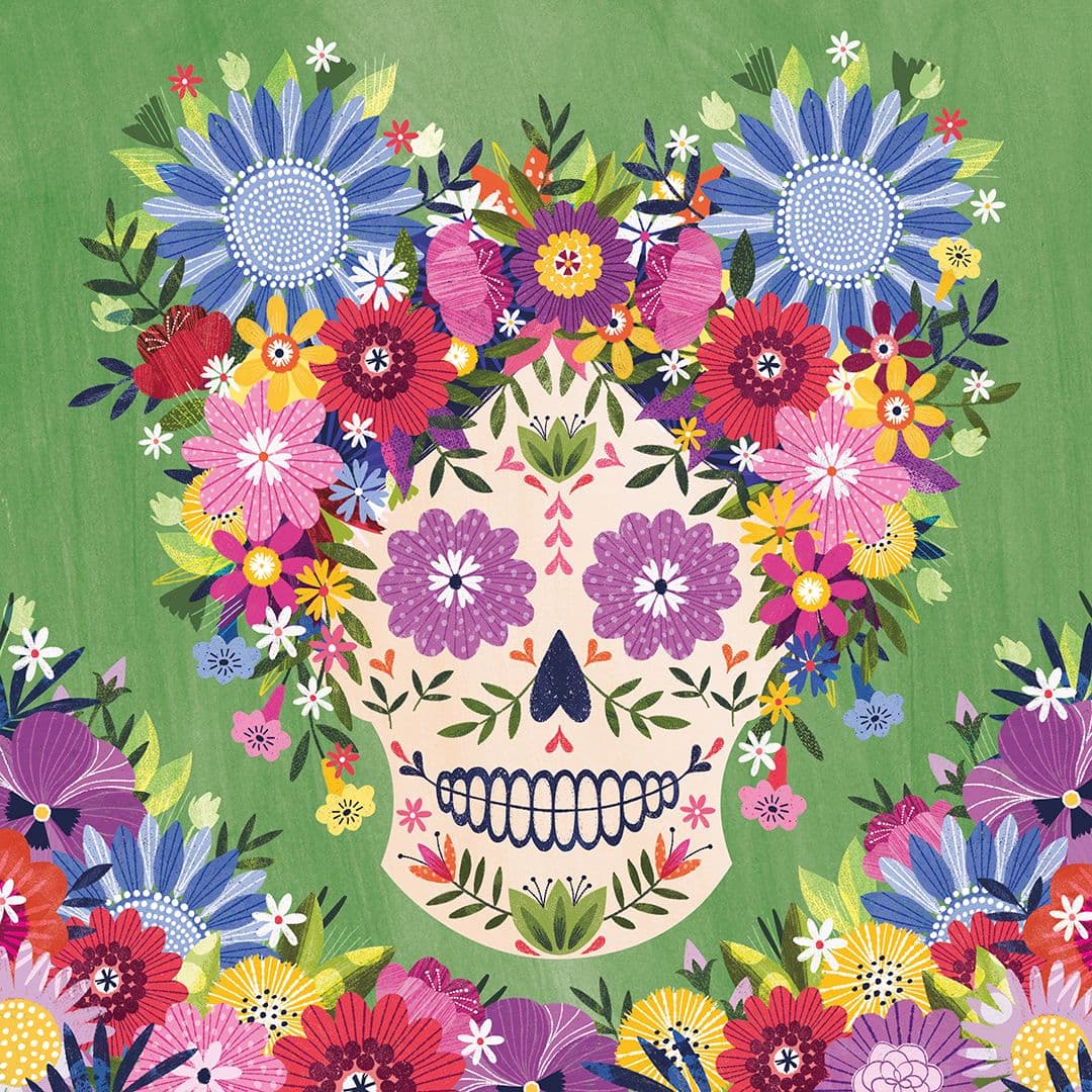 Illustration of brk0273 a blooming lovely sugar skull size web